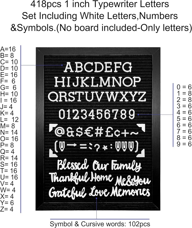G GAMIT Felt Letter Board Letters Set - Pre-cut 418pcs Nonstandard 1inch White Typewriter Letters Only (No Board Included) - Image 3